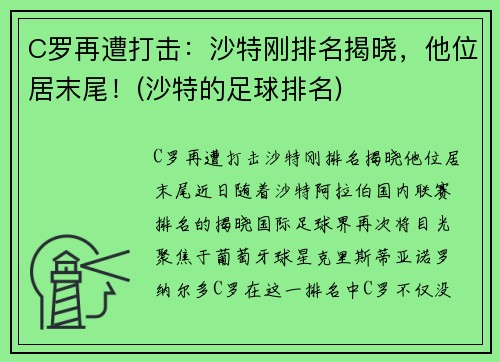 C罗再遭打击：沙特刚排名揭晓，他位居末尾！(沙特的足球排名)